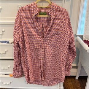 Orvis Men's Pink and Blue Checked Button-Down Shirt
